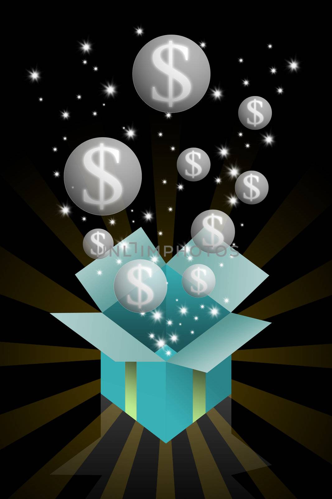 Gift box with dollar bubble inside concept by pixbox77