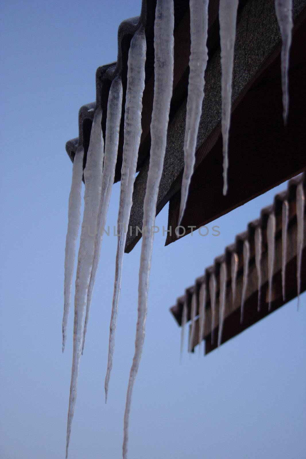 icicles relating to the blue sky