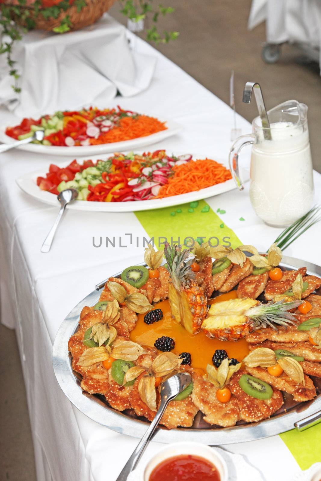 Buffet of different foods - horizontal format