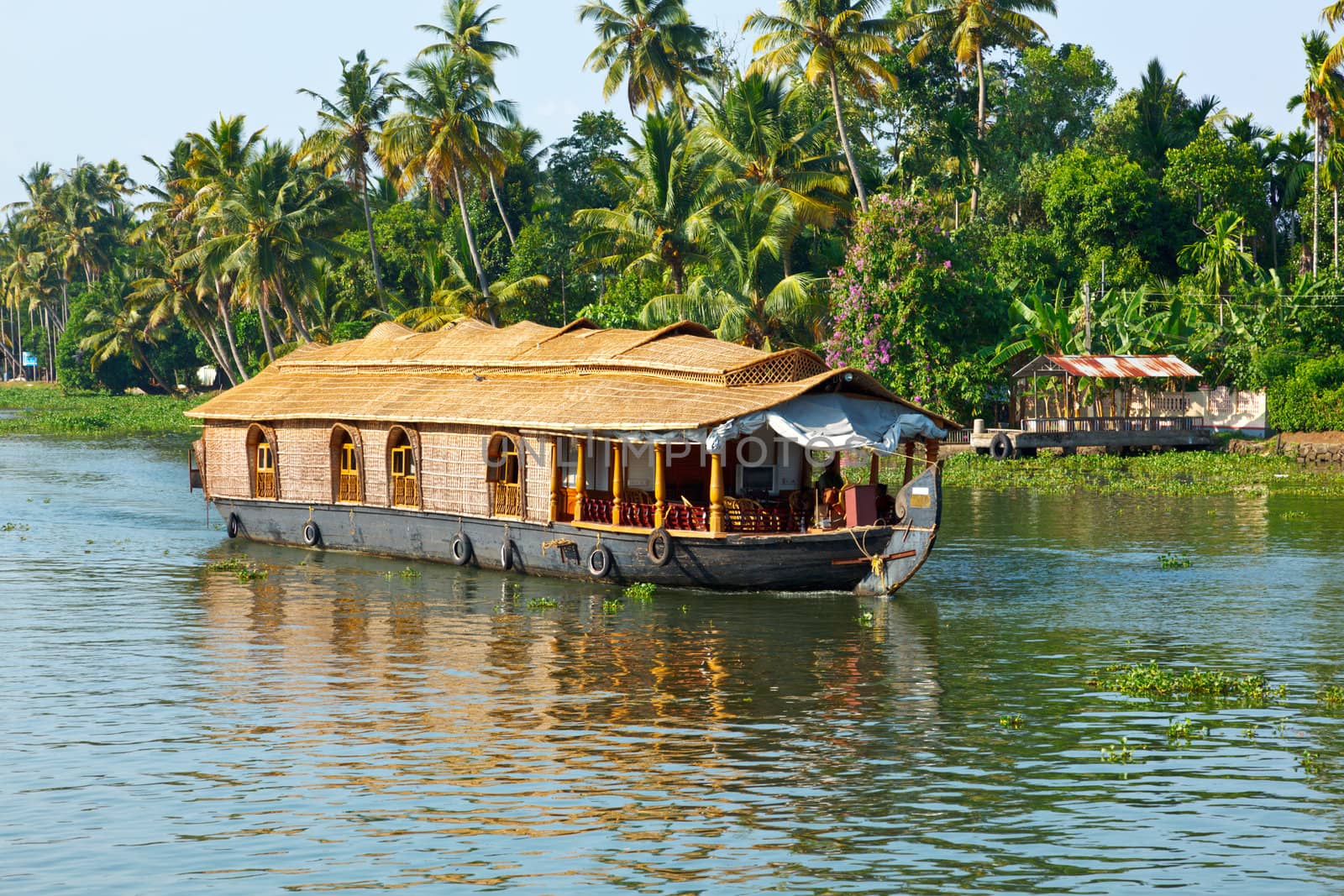 Houseboat on Kerala backwaters. Kerala, India