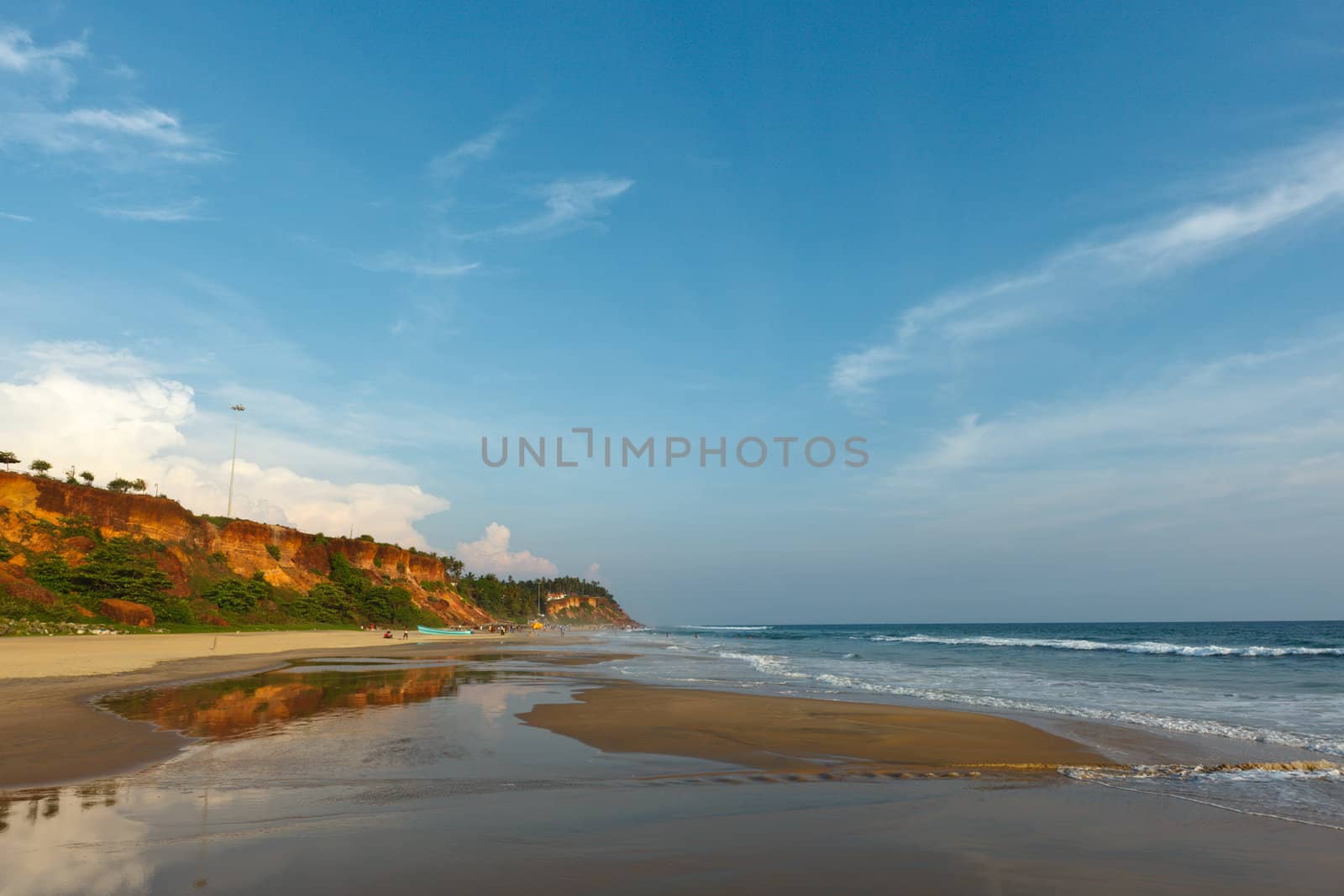 Varkala beach on sunset. Kerala, India