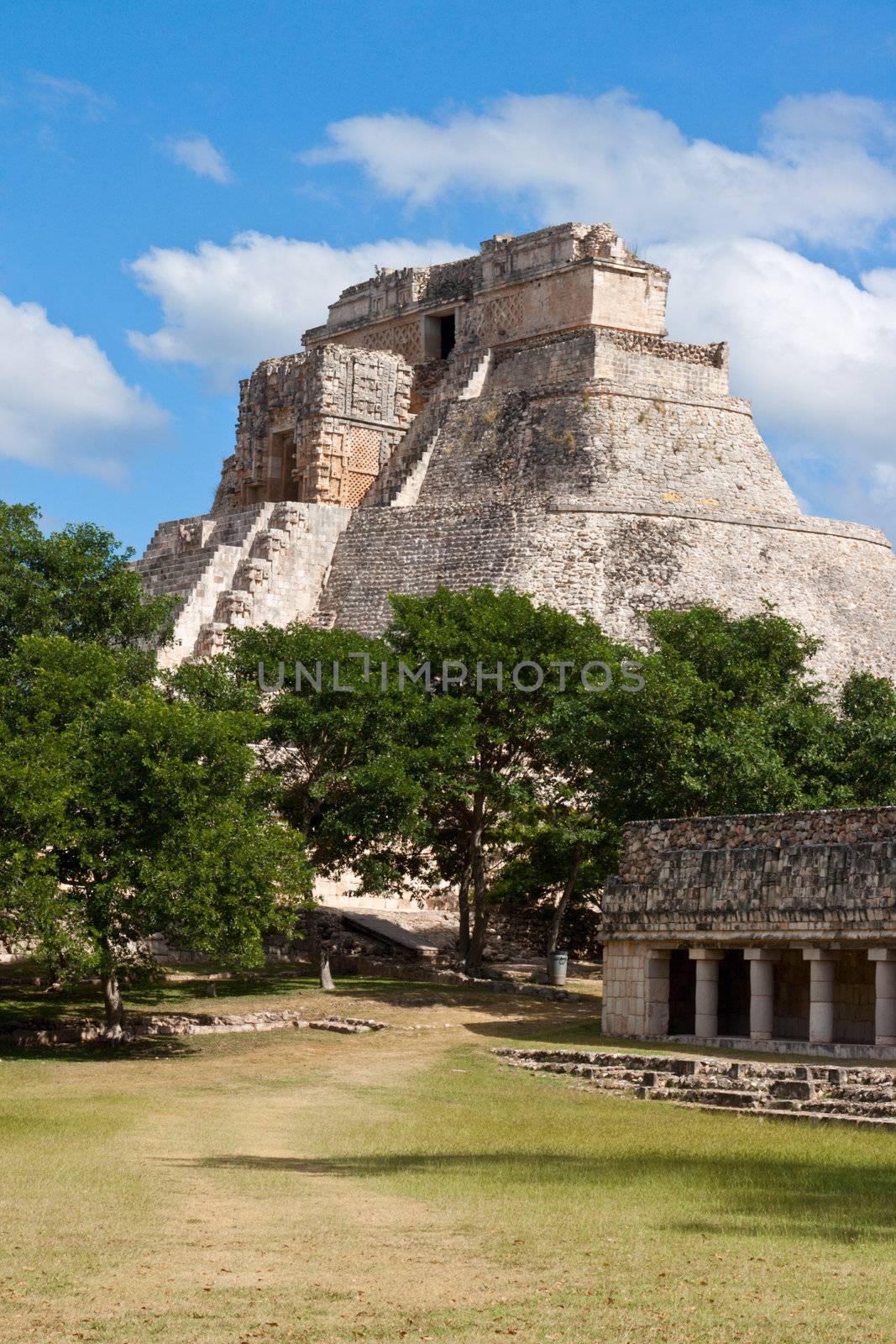 Mayan pyramid (Pyramid of the Magician, Adivino) in Uxmal, Mexic by dimol
