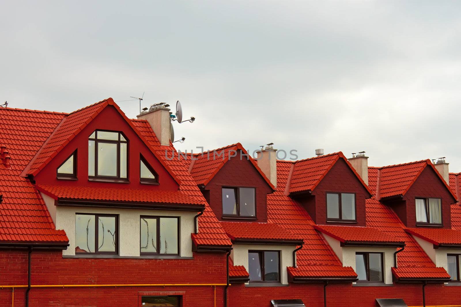 Typical urban residential individual modern building. Fragment