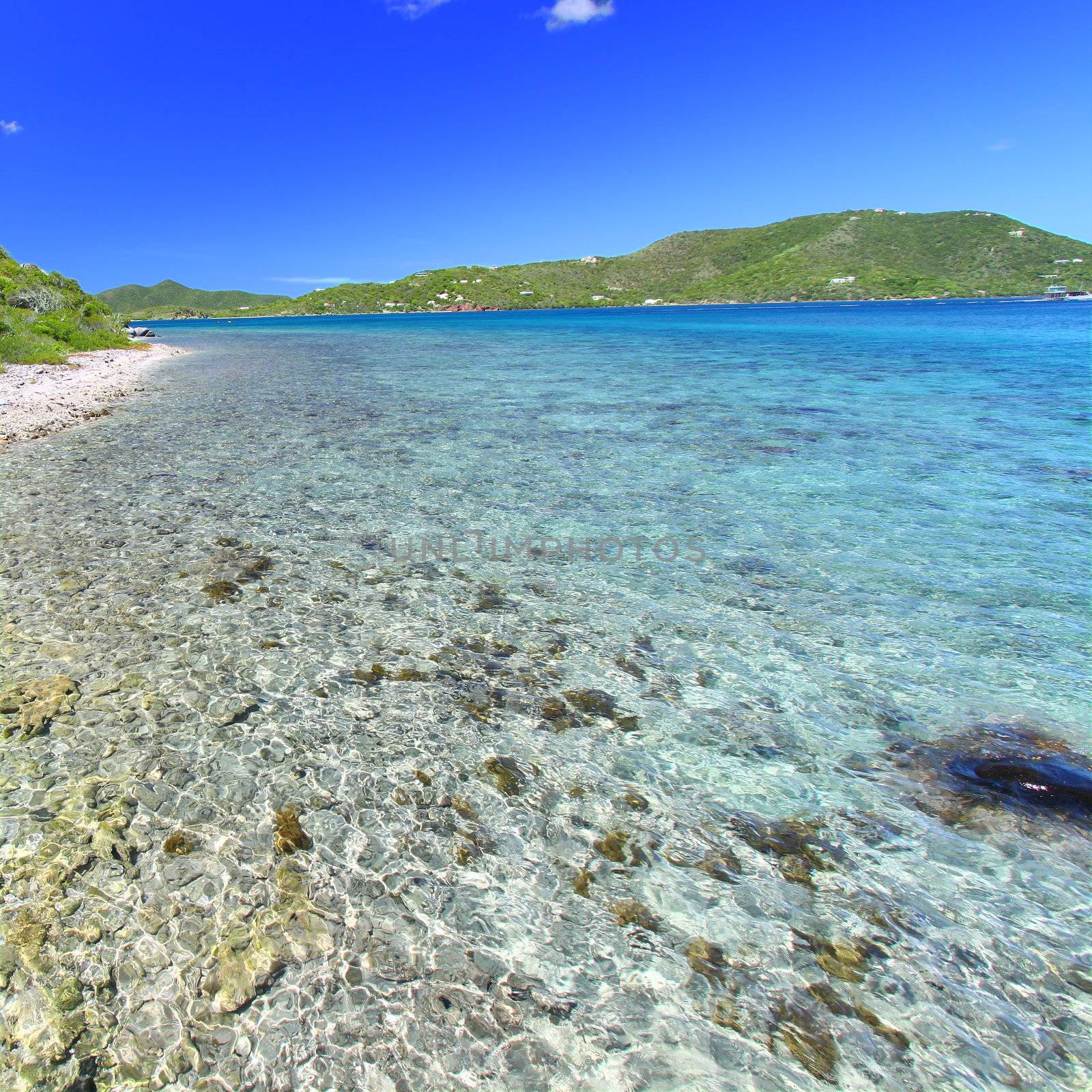 Tortola of the British Virgin Islands on a beautiful sunny day.