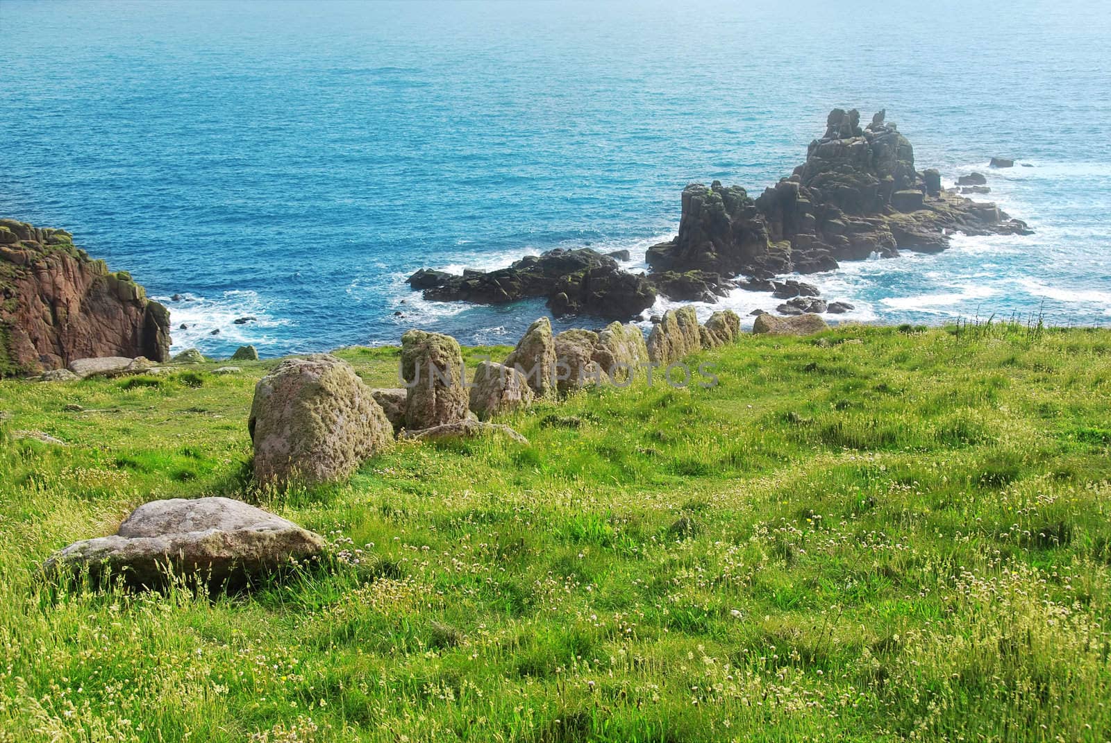 Beautiful summer coastal landscape in Land's End, UK 
