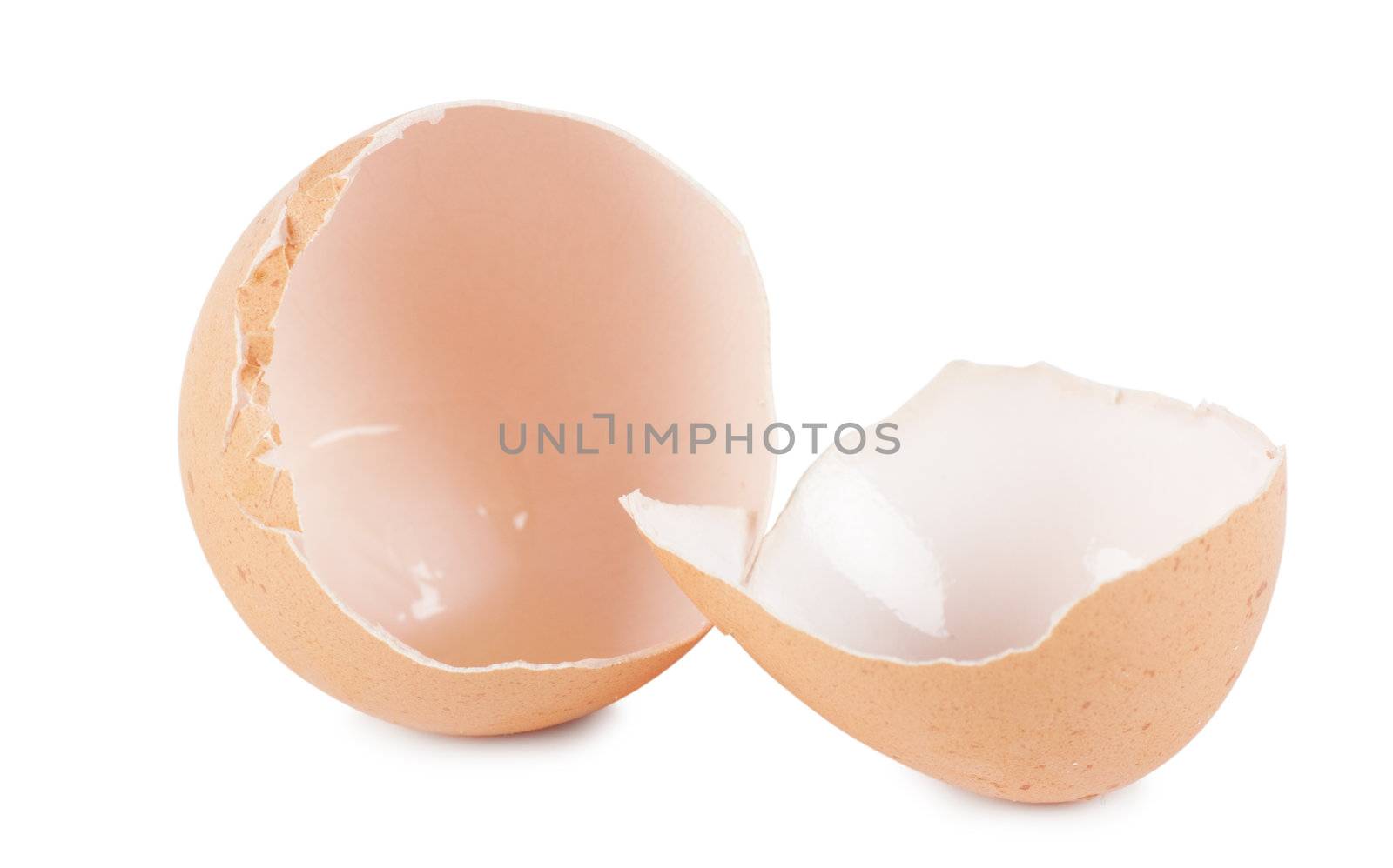 Shell of broken egg isolated over white