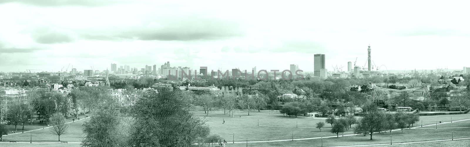 Primrose Hill park in London, England, UK - high dynamic range HDR - black and white