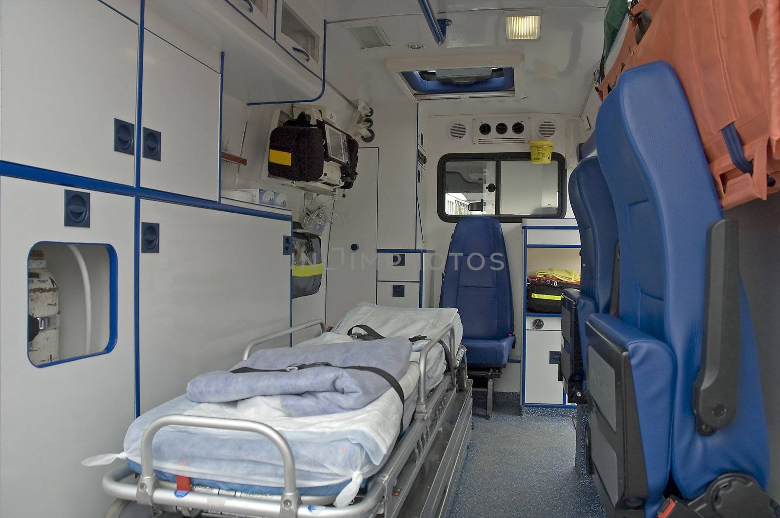 ambulance car interior photo with no people. 