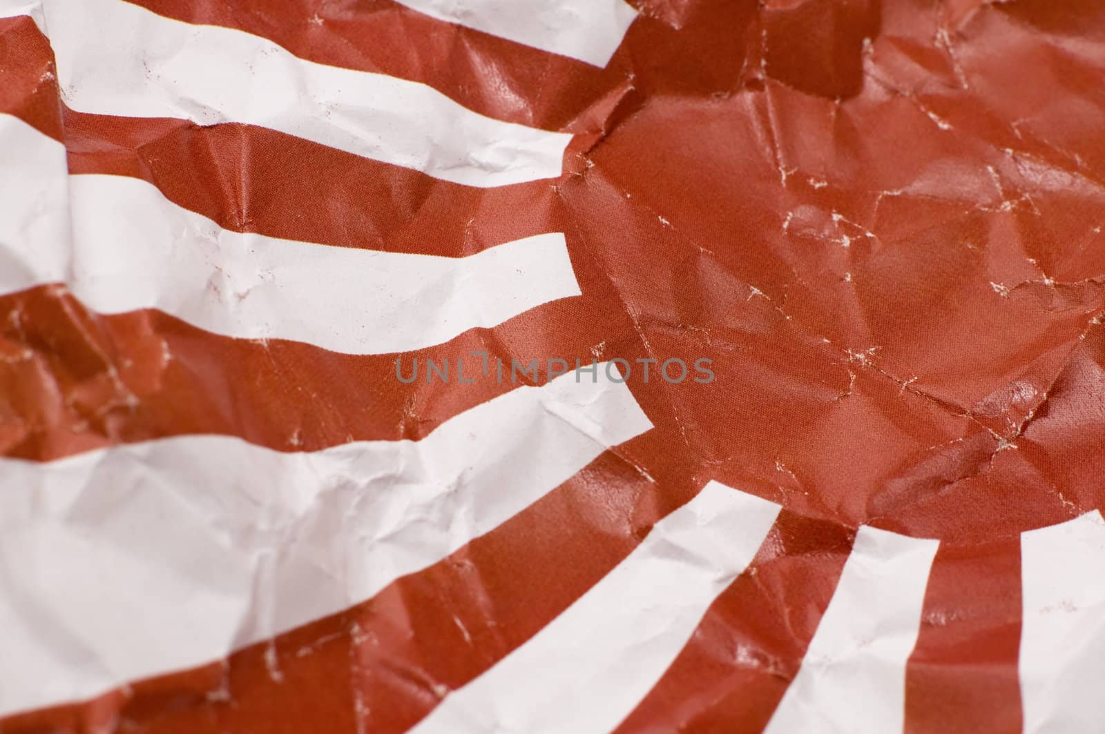 Detail photo of a wrinkled Japan Naval Ensign