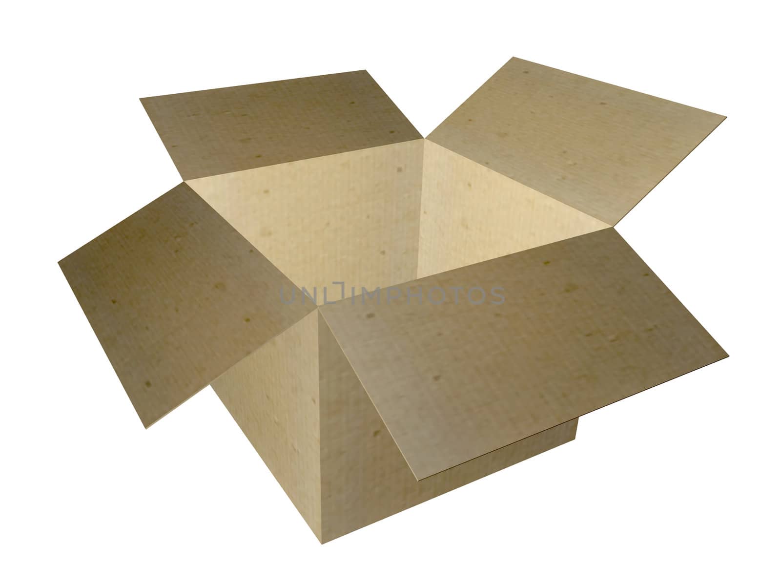Cardboard Box with lid opened. Isolated on white background.