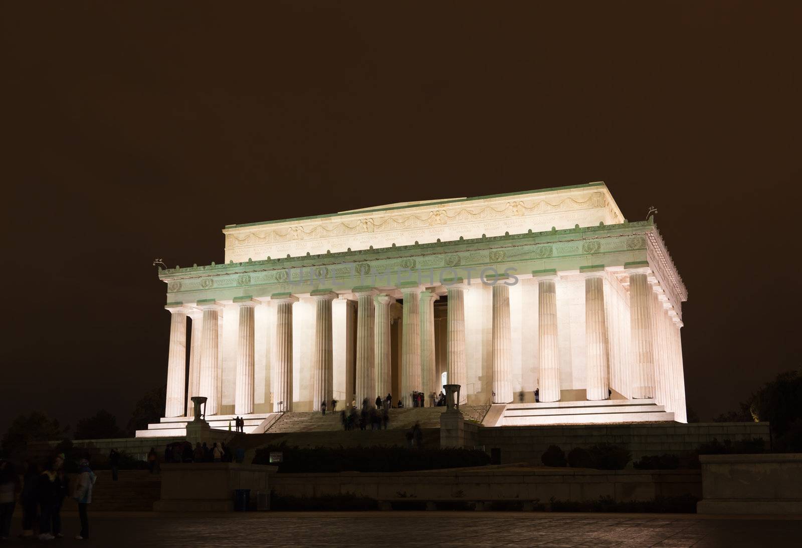 The Lincoln memorial in Washington DC USA at night