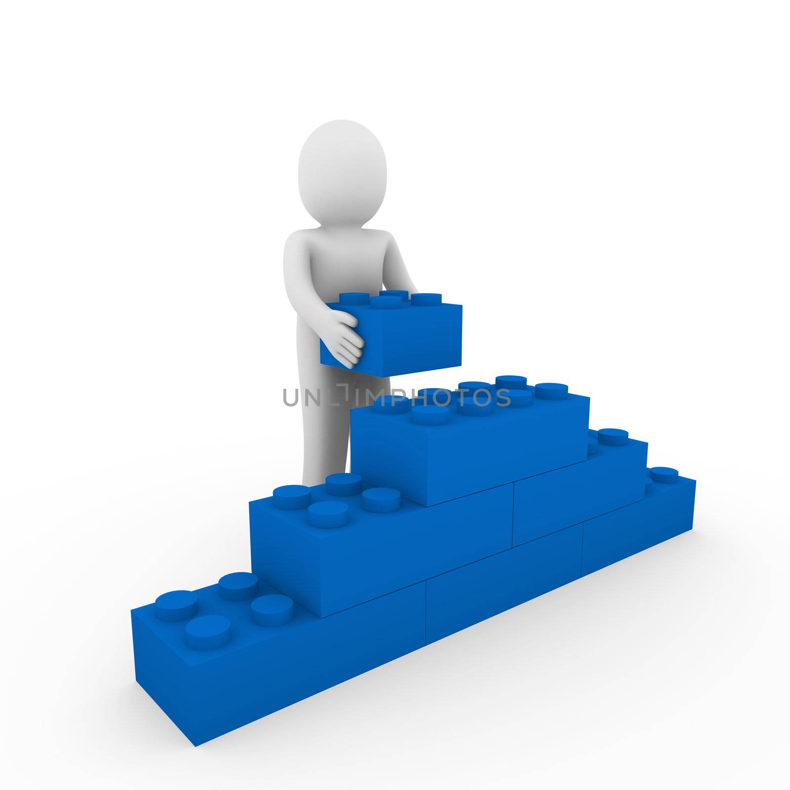 3d human blue stone cube wall puzzle business