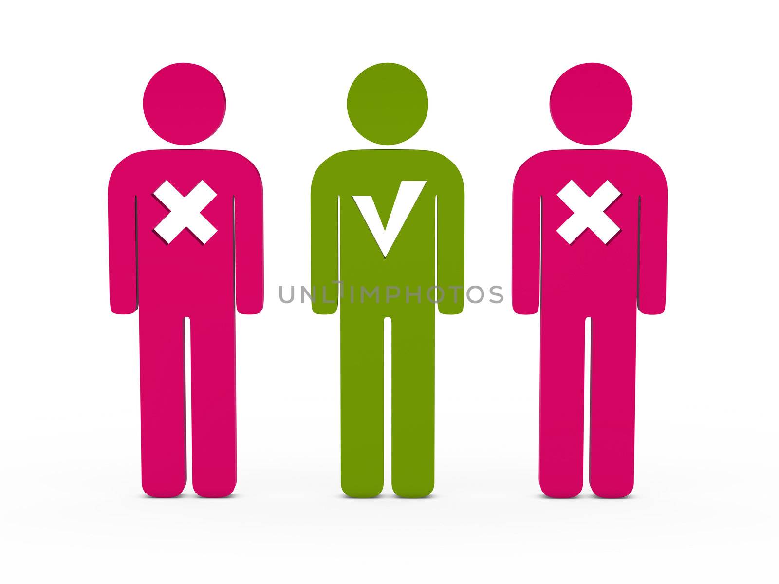 3d man check uncheck green pink series