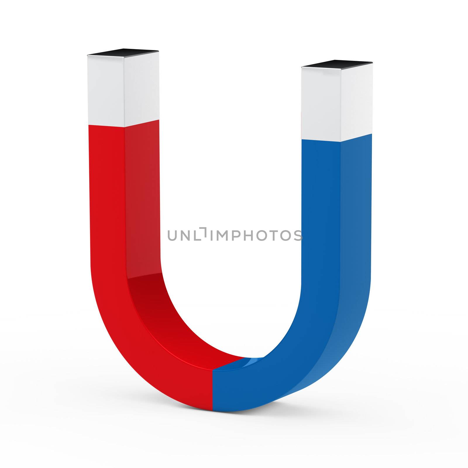 3d magnet red blue on white floor