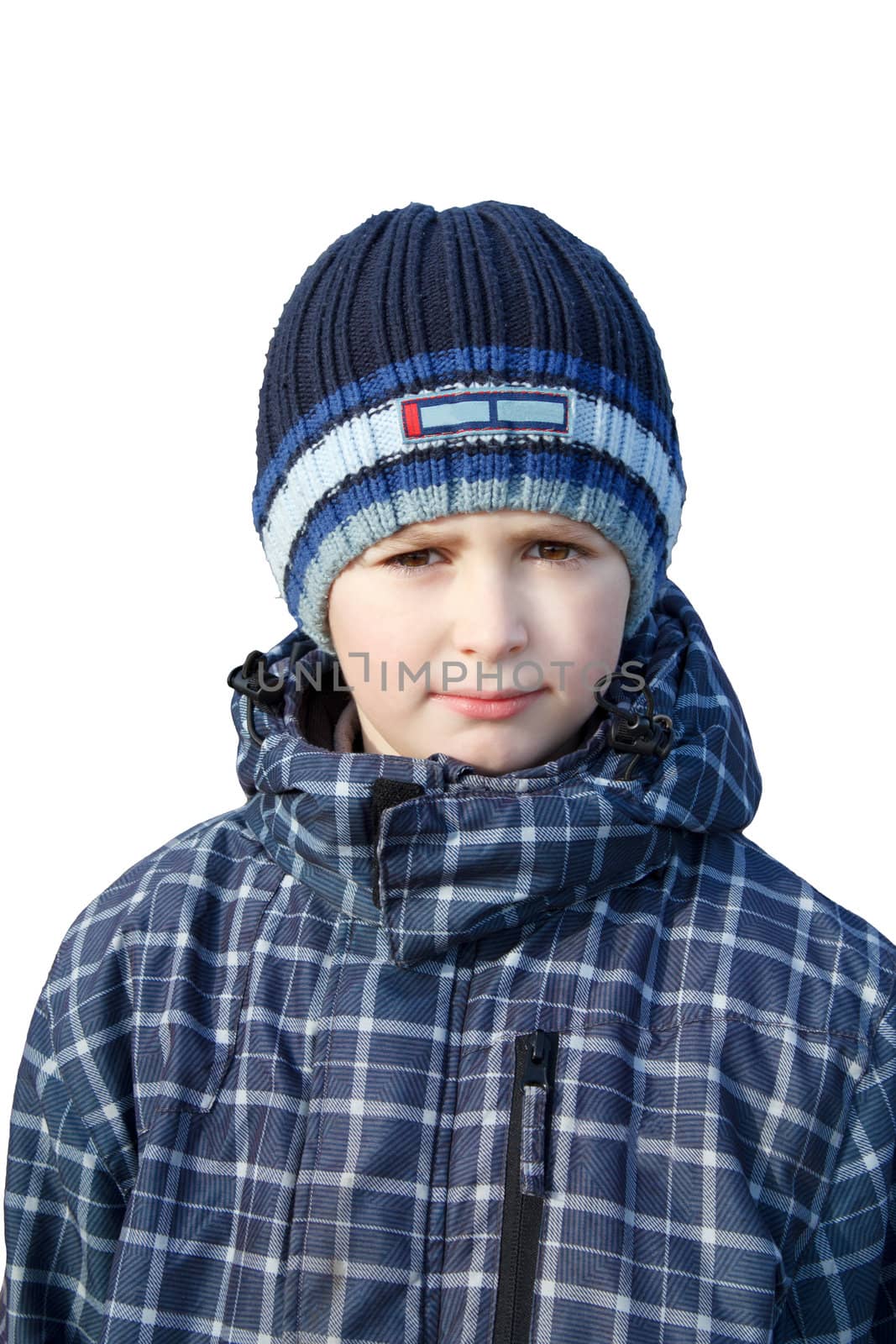 Small boy dressed to winter cloth isolated by artush