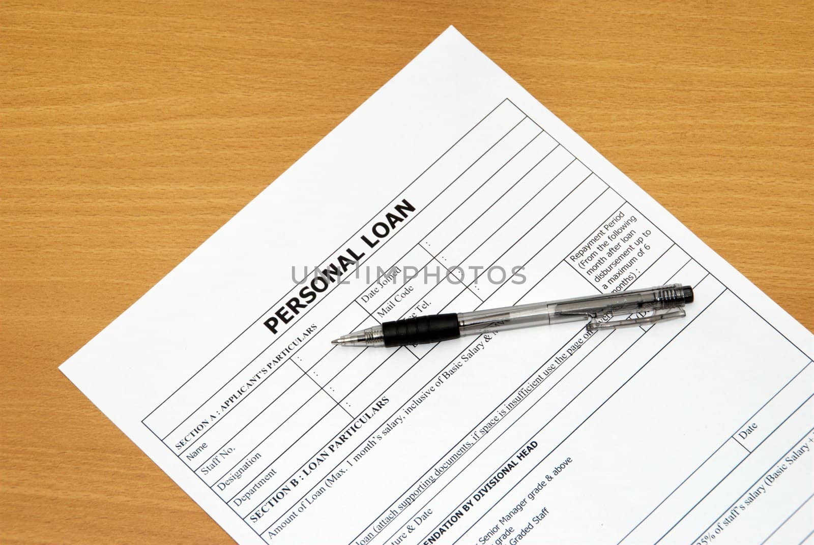 This is a image of personal loan form.