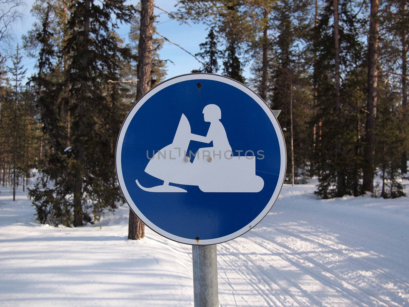 Snow mobile traffic sign by pljvv