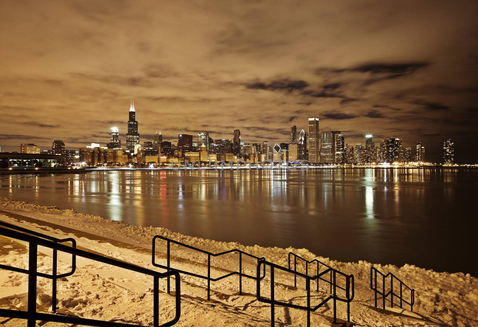 Chicago Downtown City  Night Photography by pictureguy