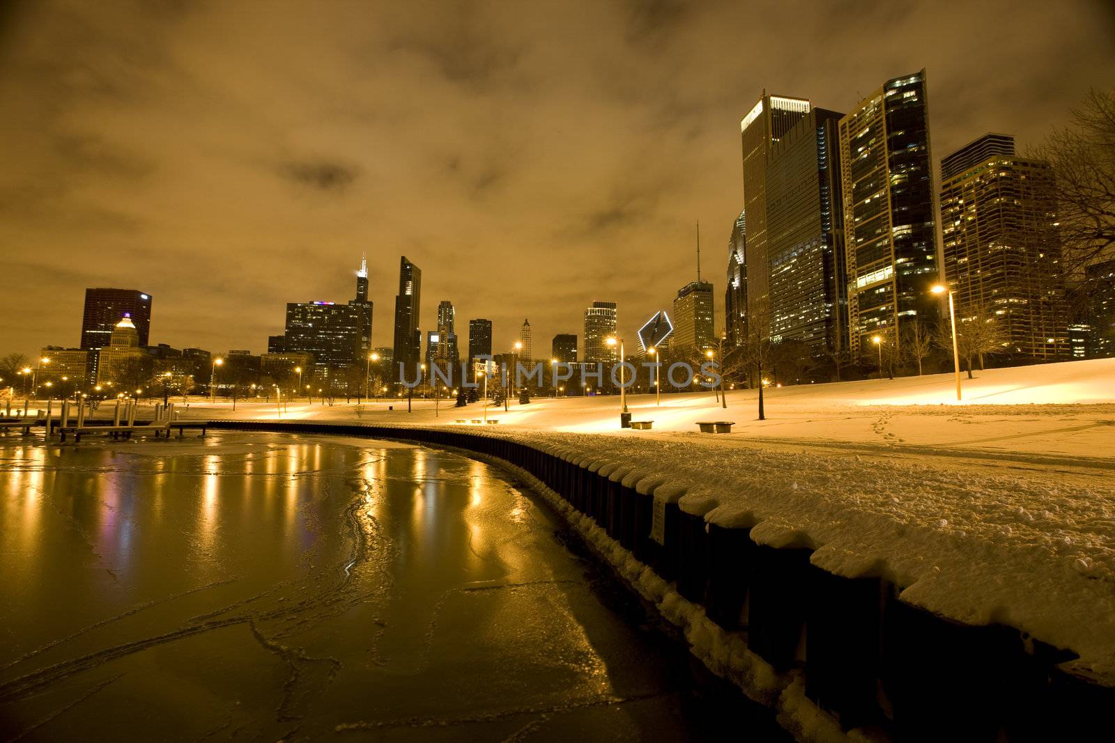 Chicago Downtown City  Night Photography by pictureguy