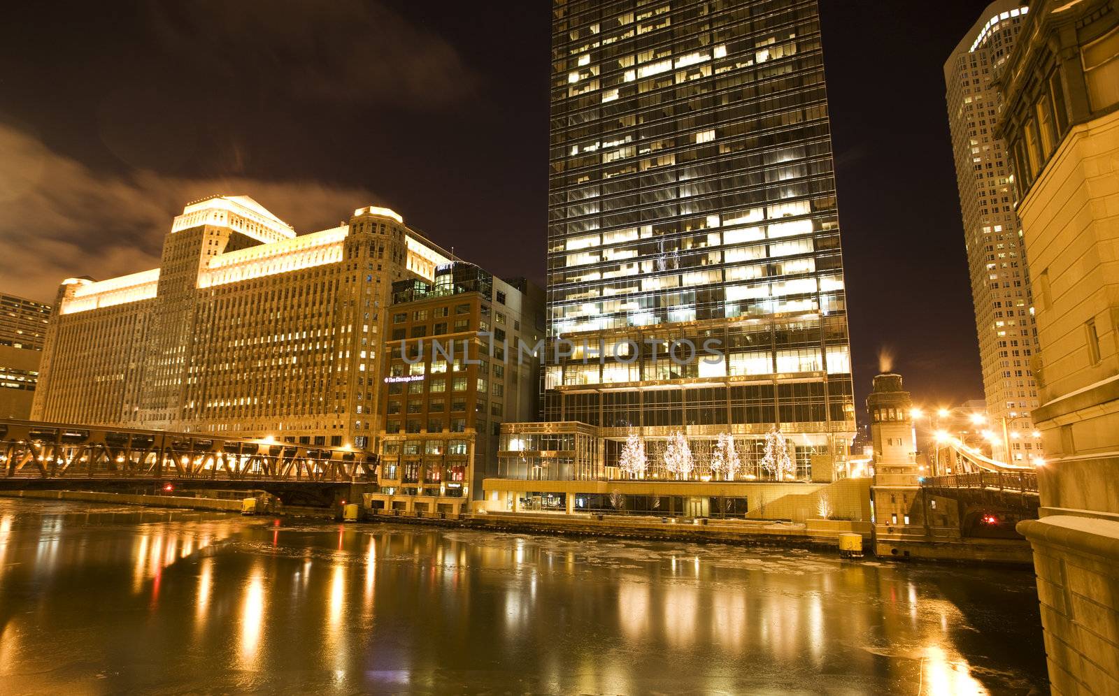 Chicago Downtown City  Night Photography by pictureguy