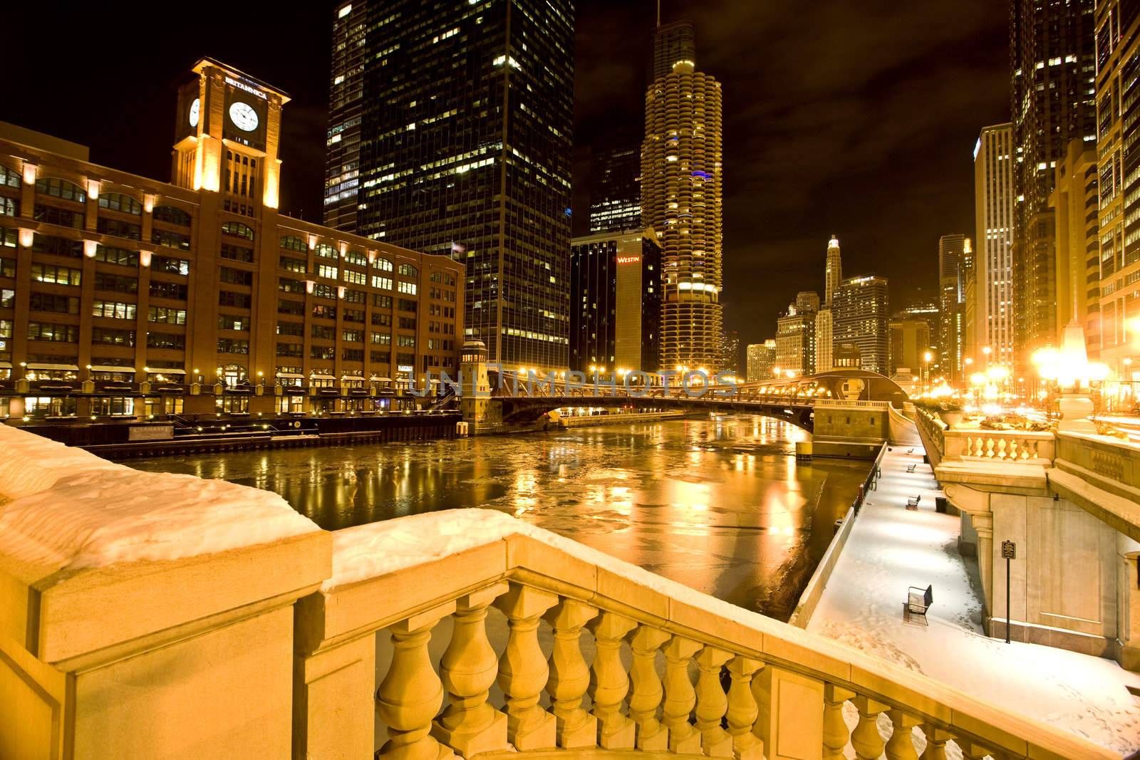 Chicago Downtown City  Night Photography by pictureguy