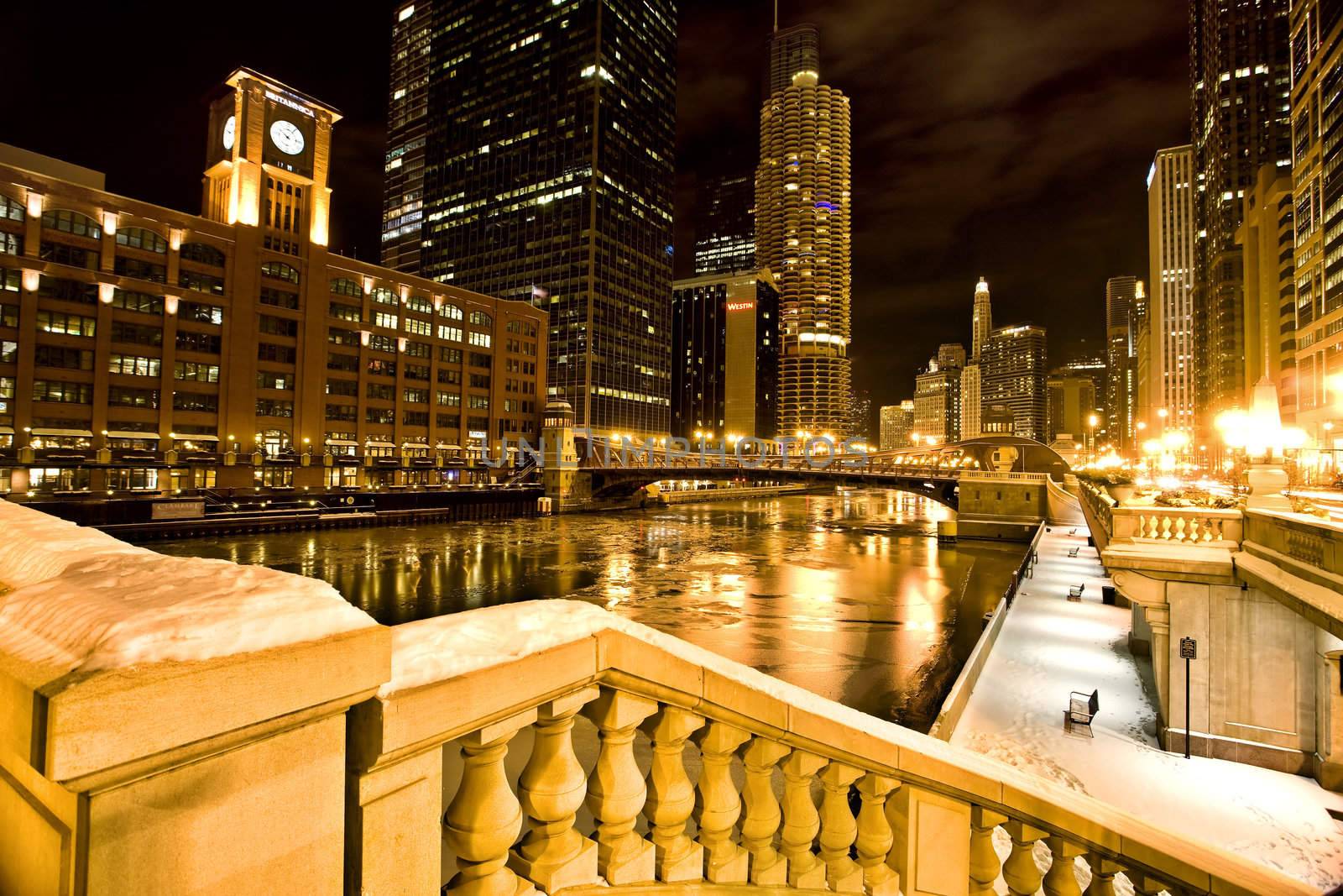 Chicago Downtown City  Night Photography
