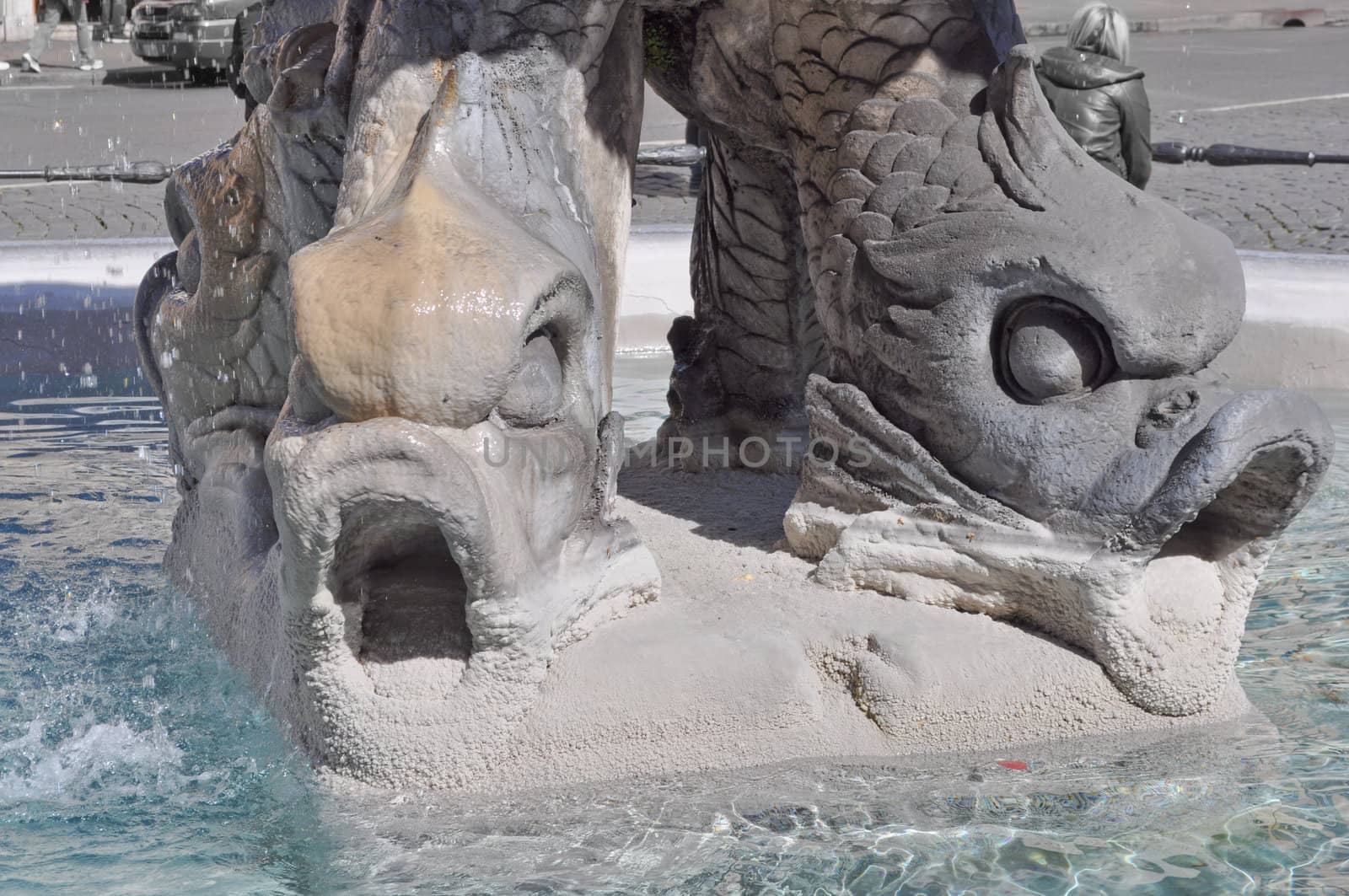 Baroque Triton Fountain (Fontana del Tritone) in Rome, Italy