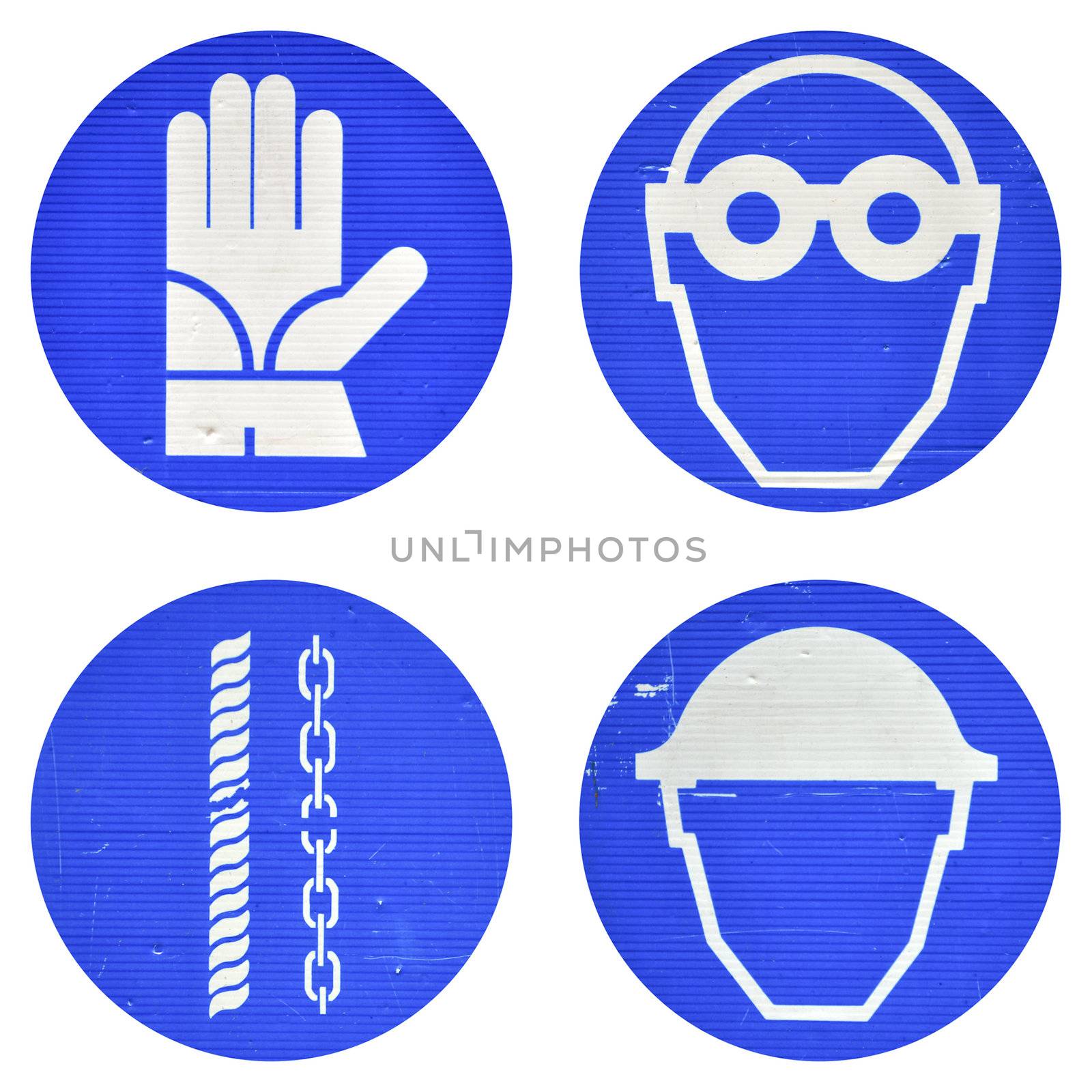 Protective wear and safety at work signs