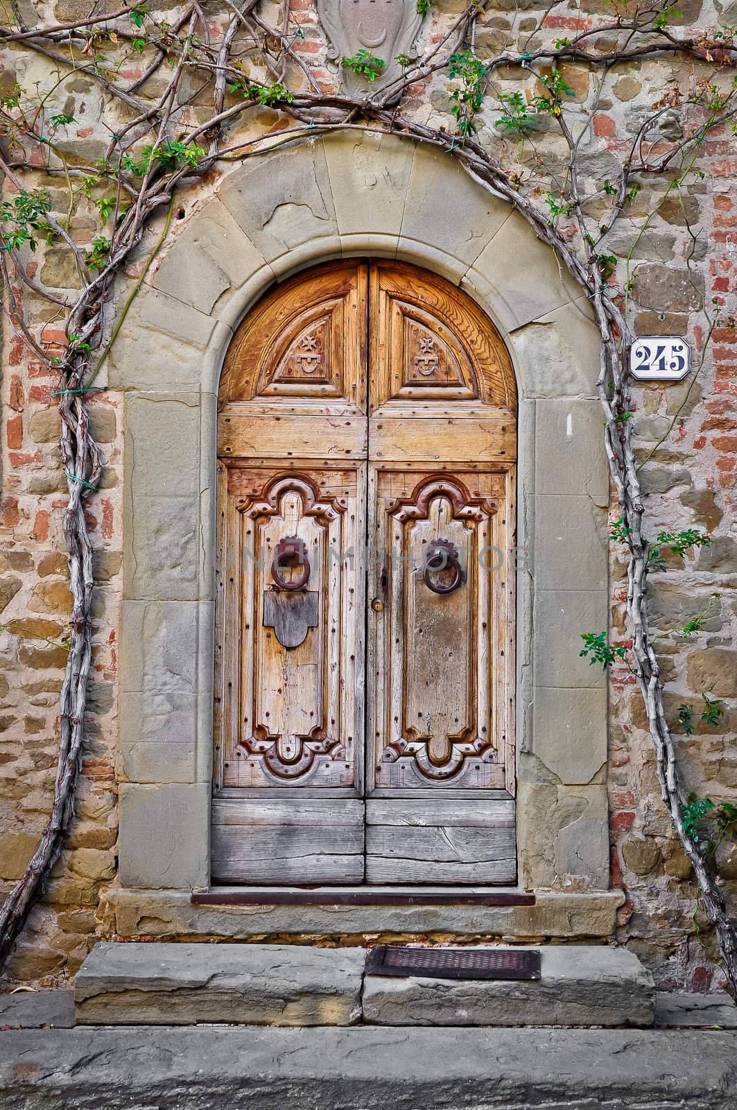 Old wooden door in Tuscany