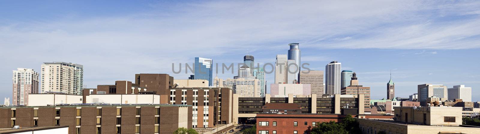 Panorama of  Minneapolis, Minnesota seen morning time