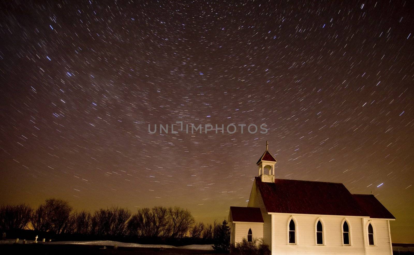 Star Trails Night Shot Church Canada