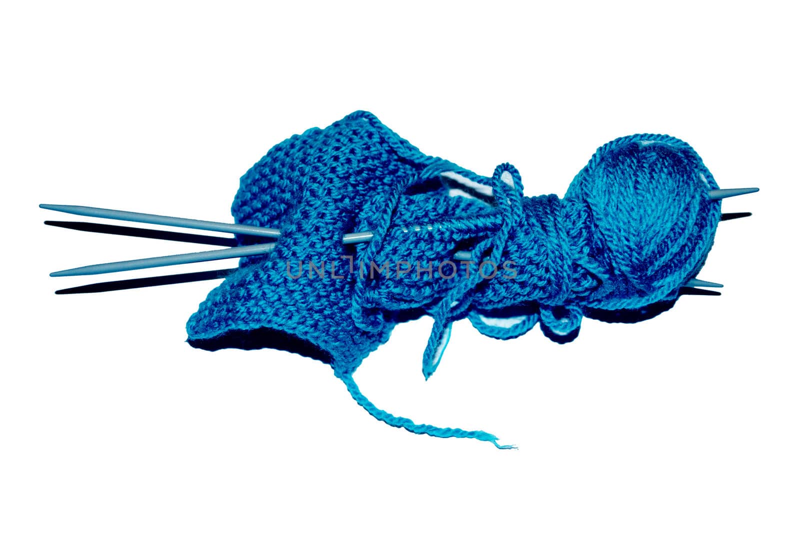 Yarn and knitting needles.