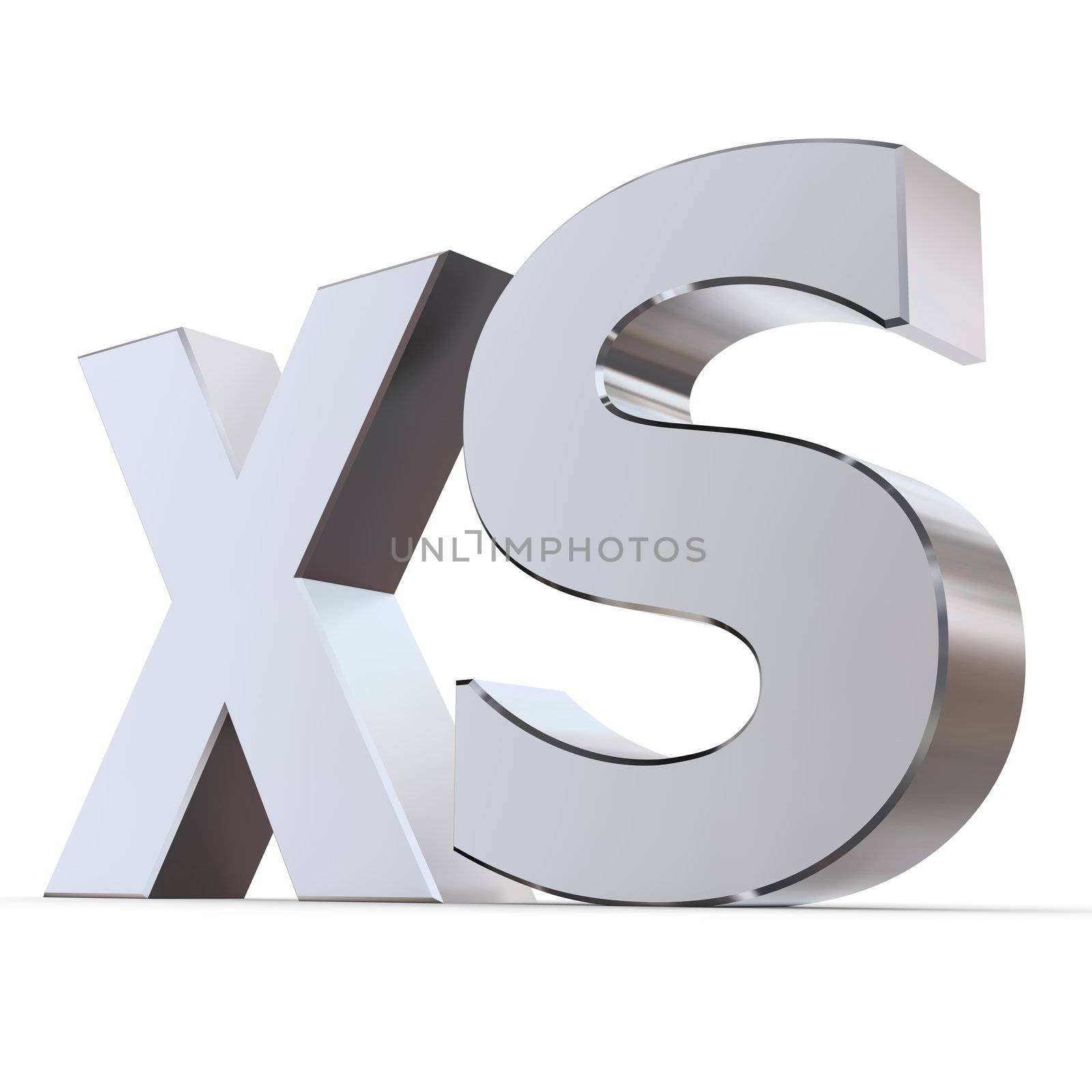 shiny 3d letters XS made of silver/chrome
