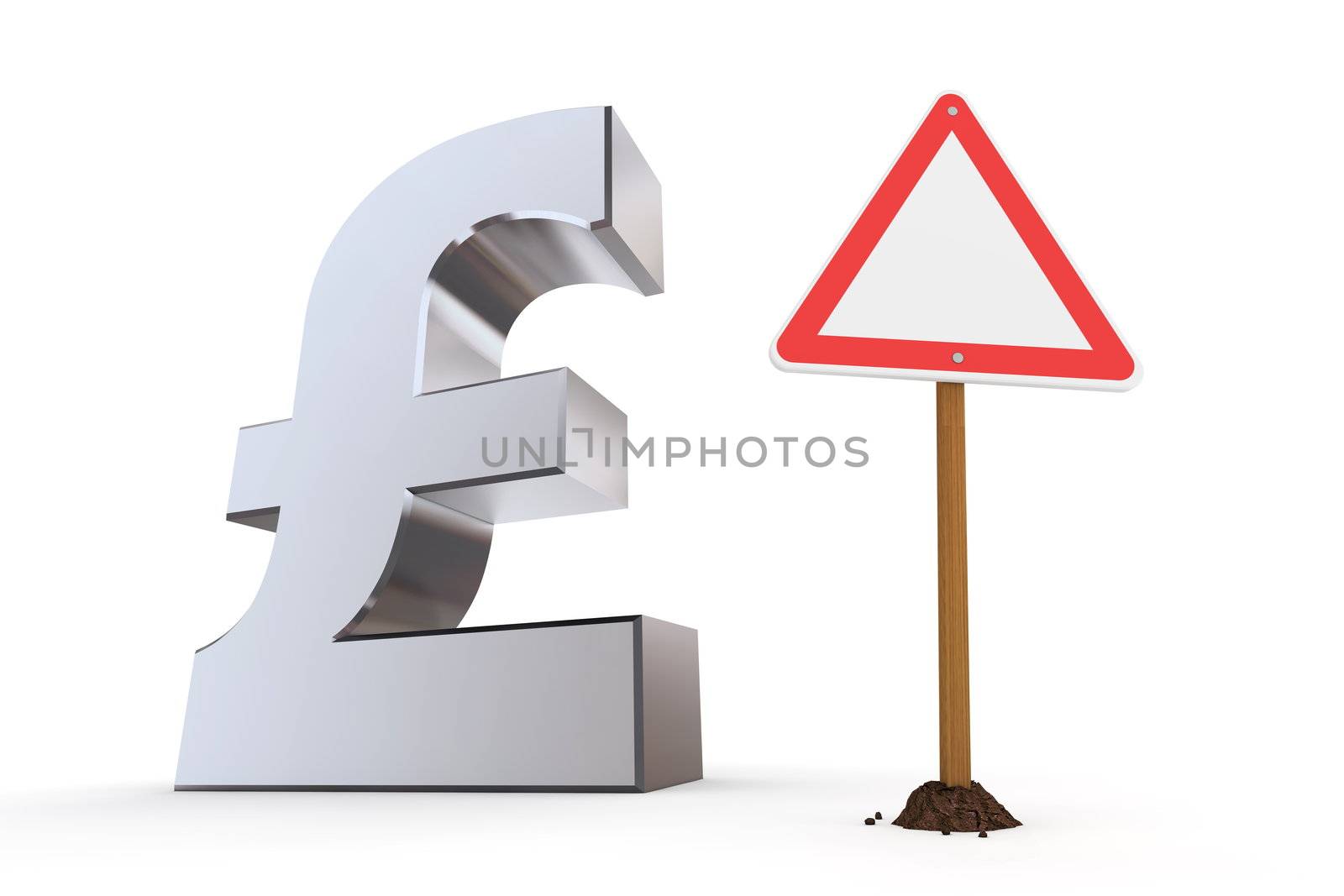 British Pound with Triangular Warning Sign by PixBox