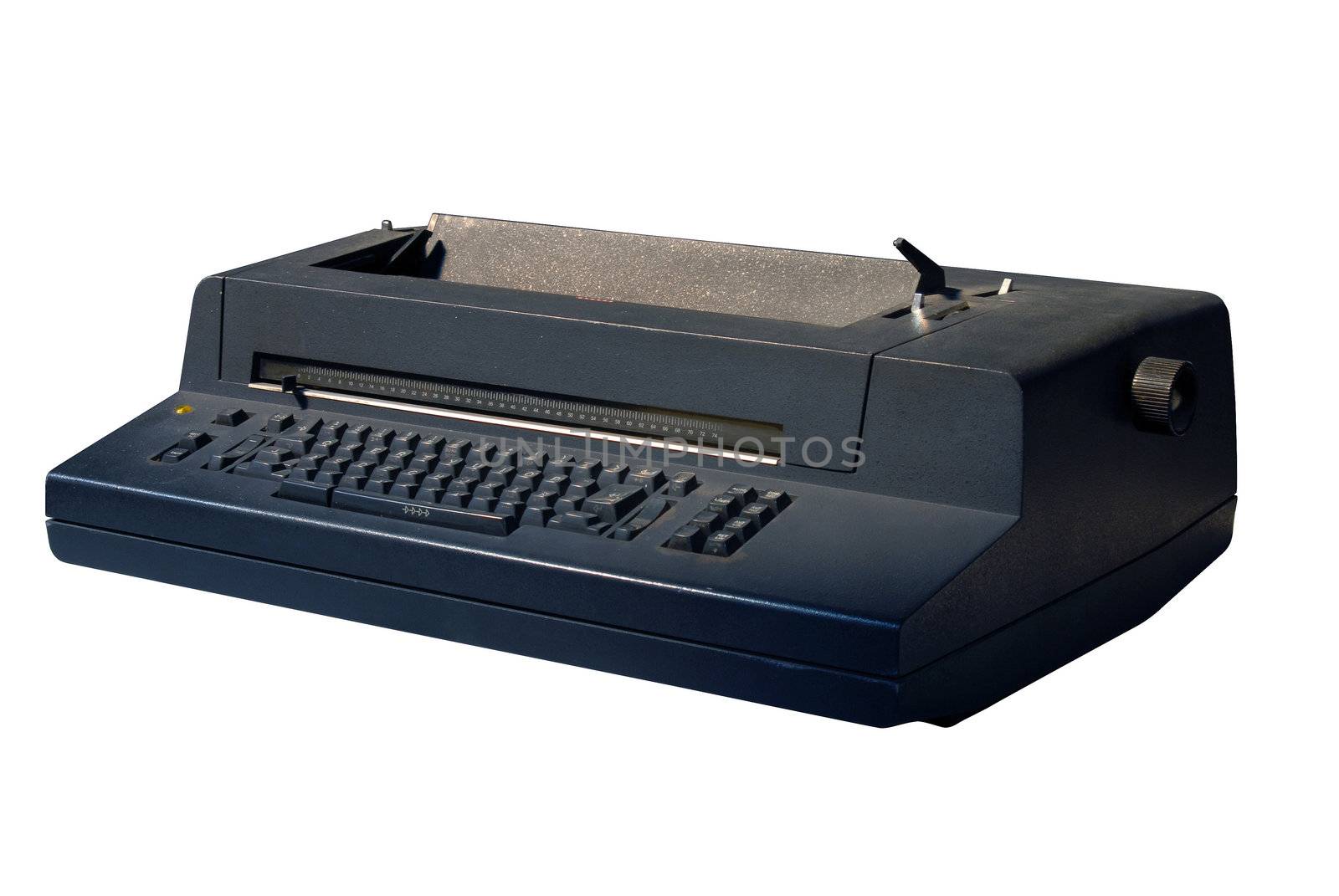 Old electric typewritten isolated over white. JPG file with clipping path.