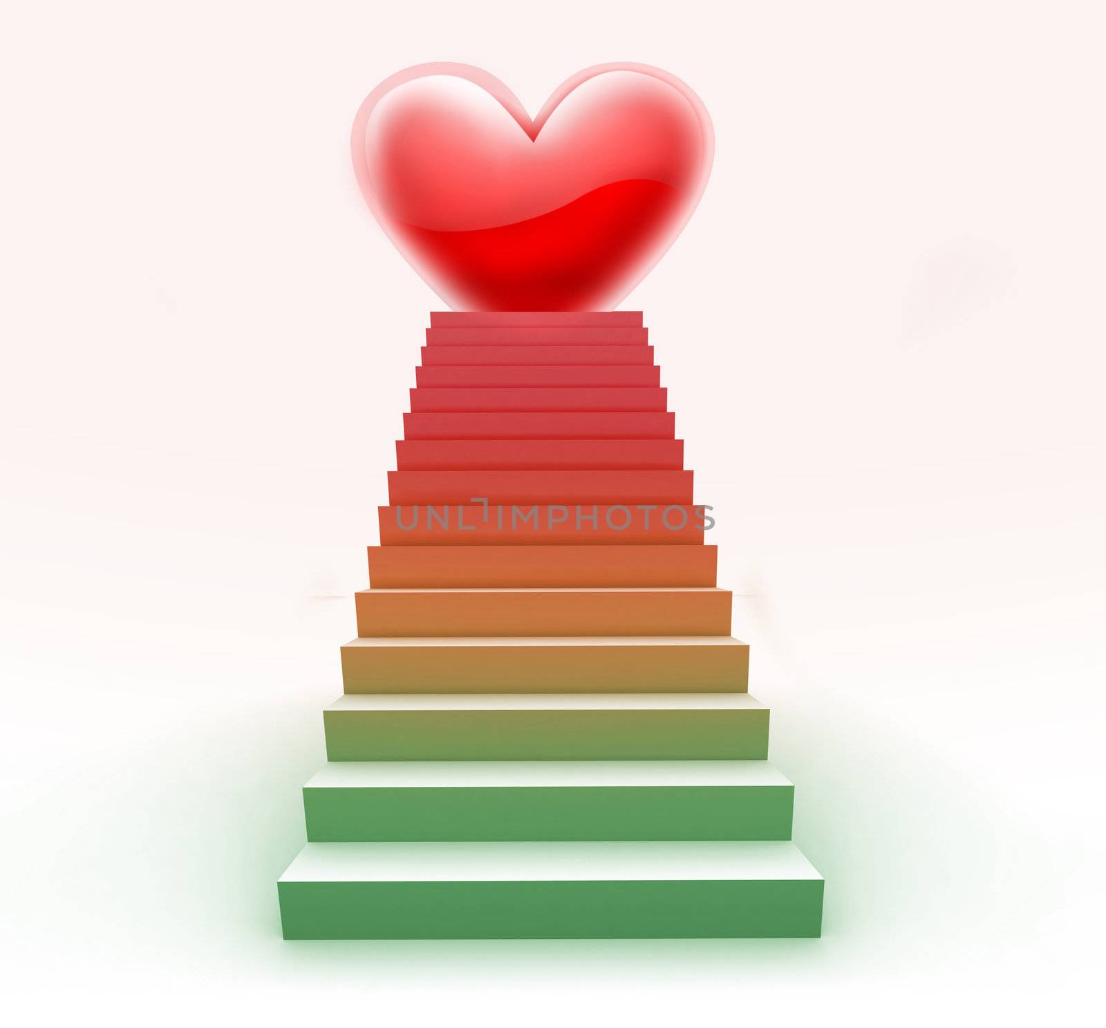 Multicolored 3D Love Staircase illustration.