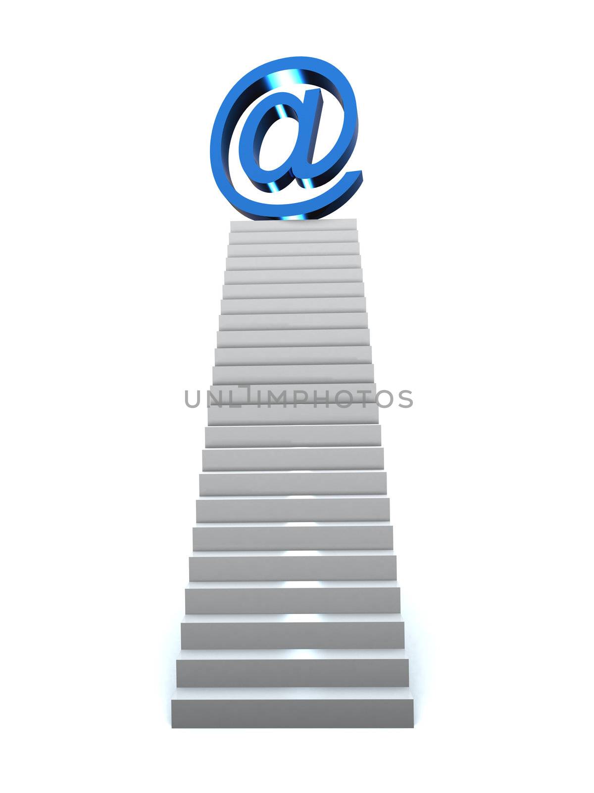 3D Staircase with at symbol upstairs illustration
