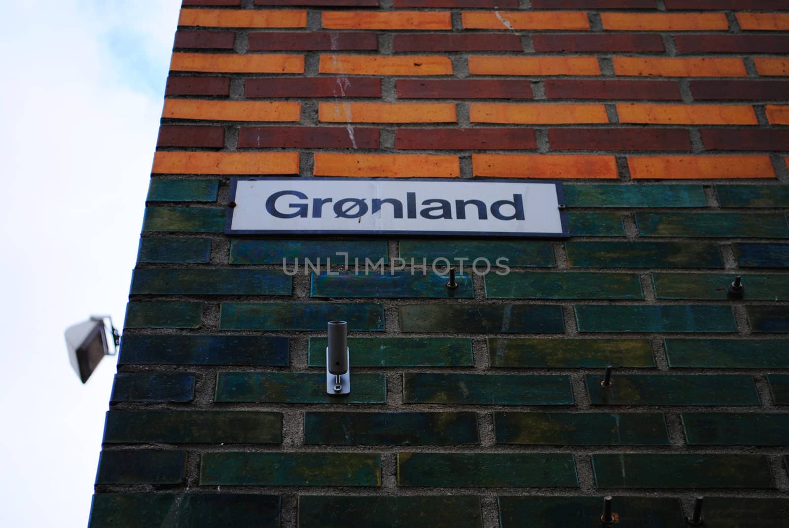 Street sign of the Grønland district of Oslo, Norway.