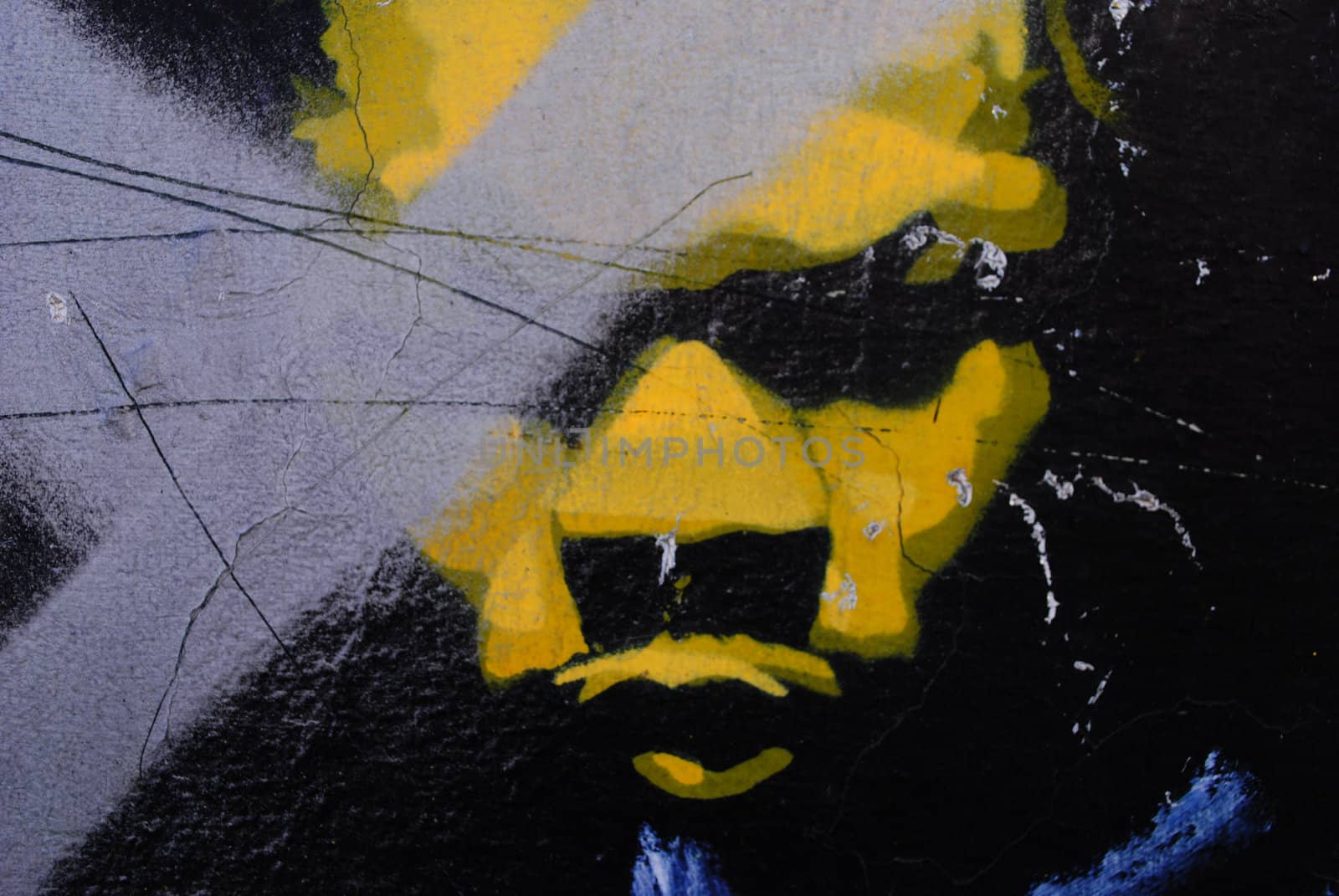A street art piece of the rapper Ice cube.