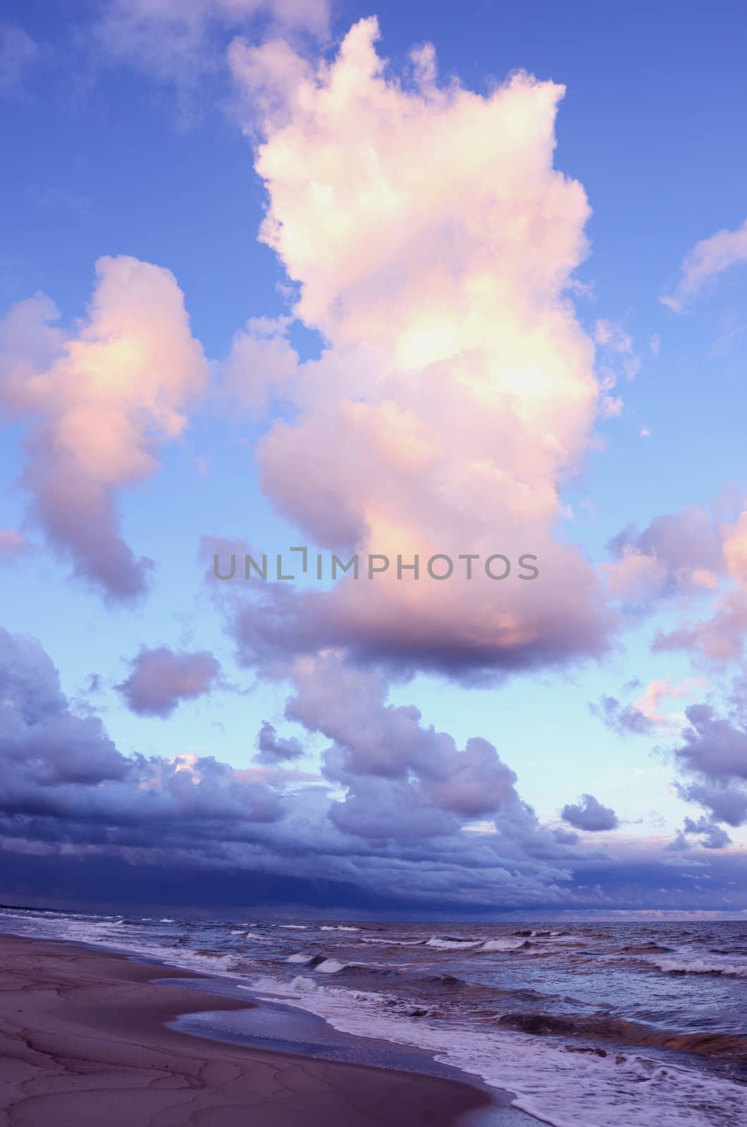 early morning clouds and sea beach