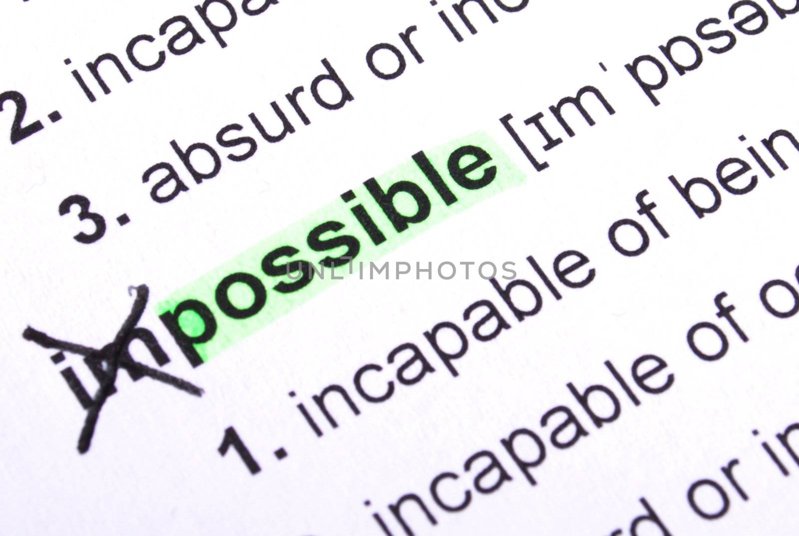 possible or impossible concept with word showing motivation opportunity or challenge concept