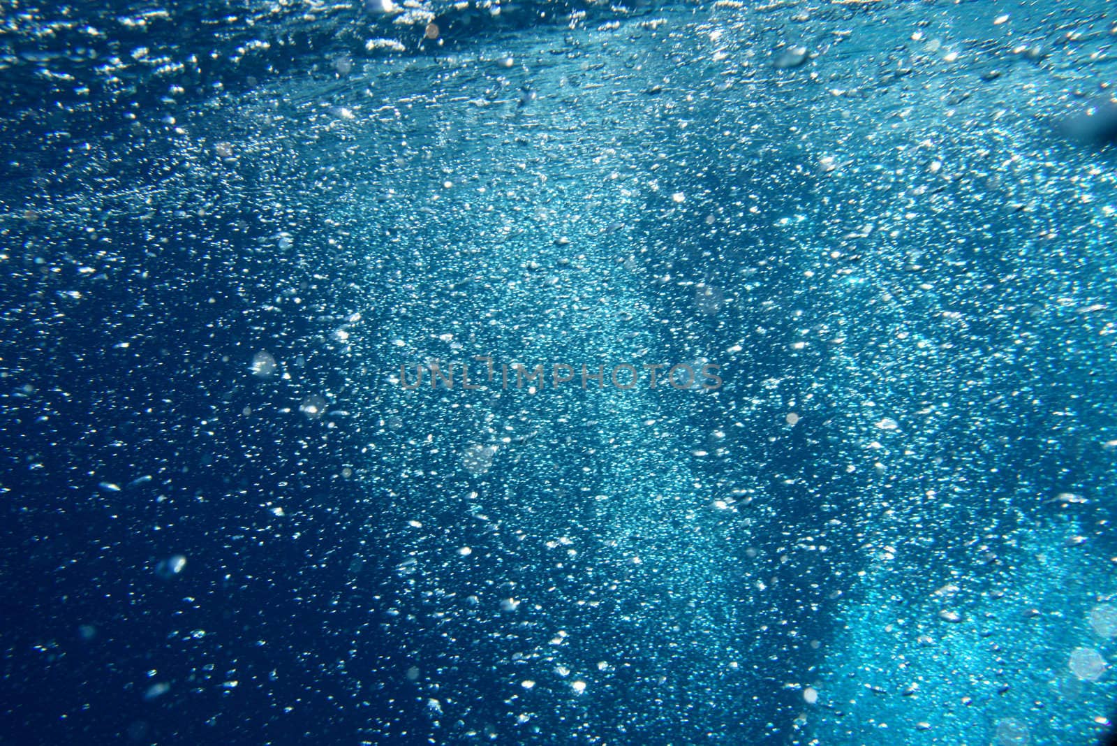 bubbles in fresh blue clear water in the red sea