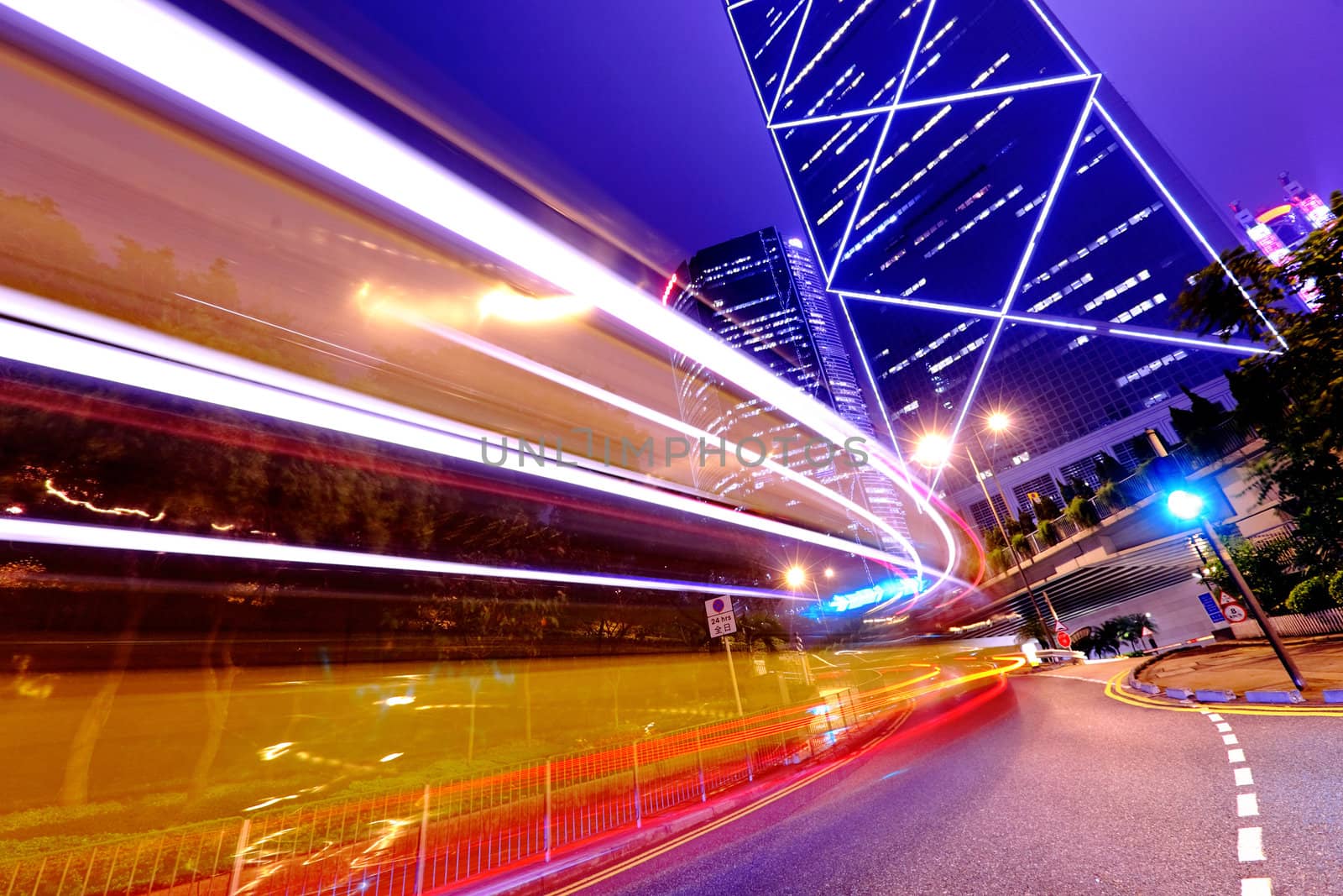 traffic in city at night