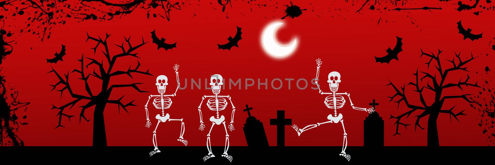 Dancing skeleton Halloween background by cienpies