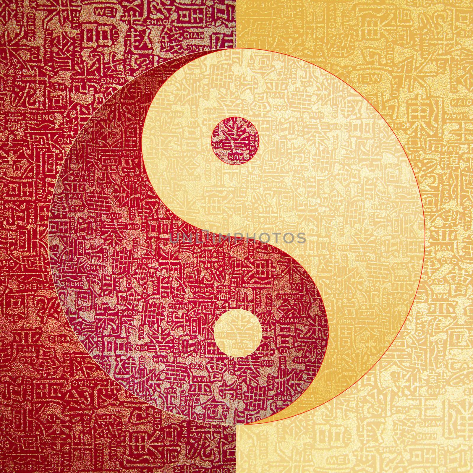 Yin-Yang symbol with chinese letter, The sign of the two elements.