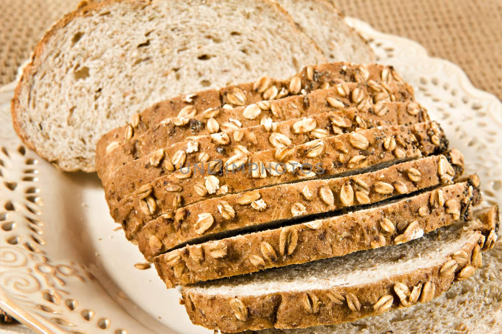 Healthy fresh sliced wholegrain bread by tish1