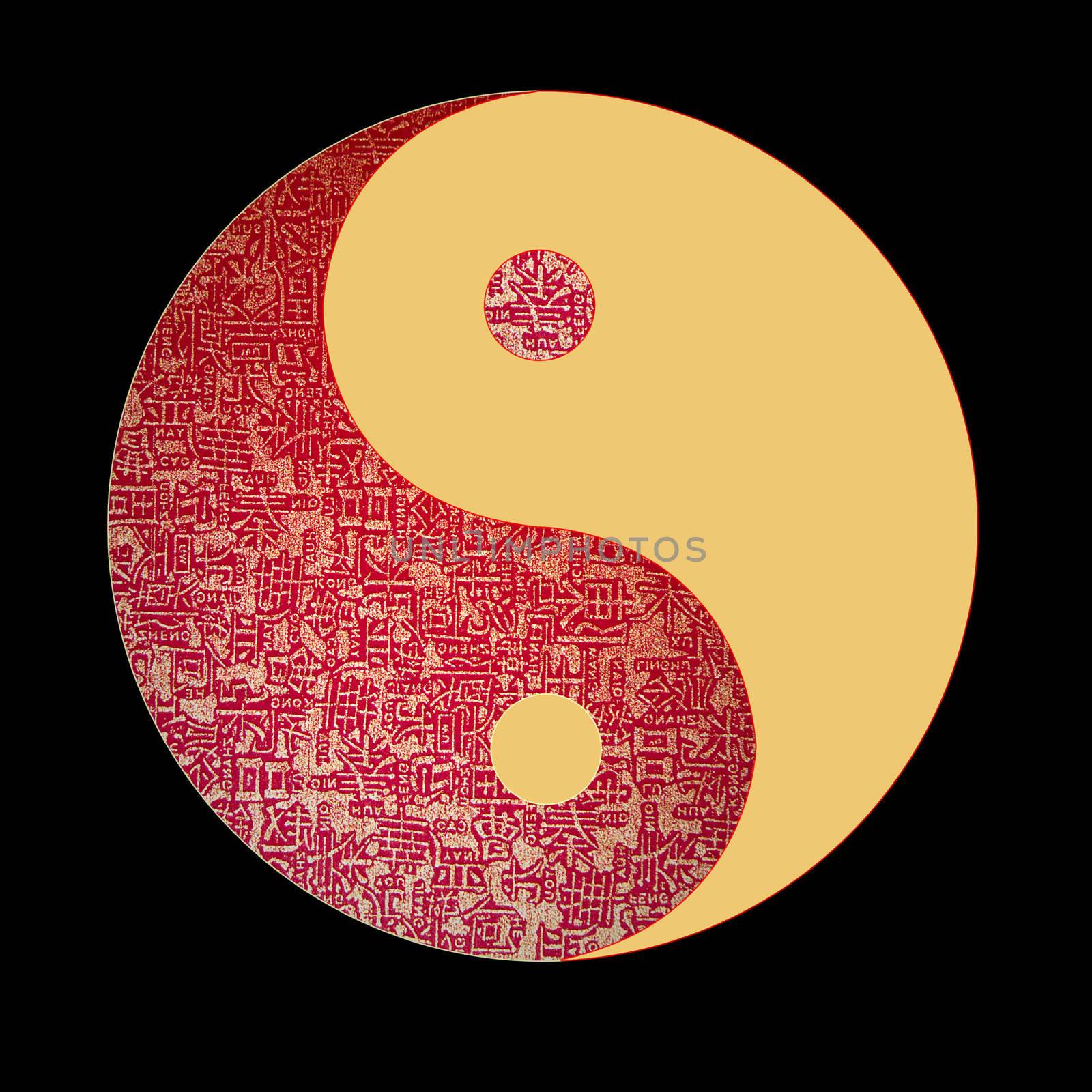 Yin-Yang symbol with chinese letter, The sign of the two elements.