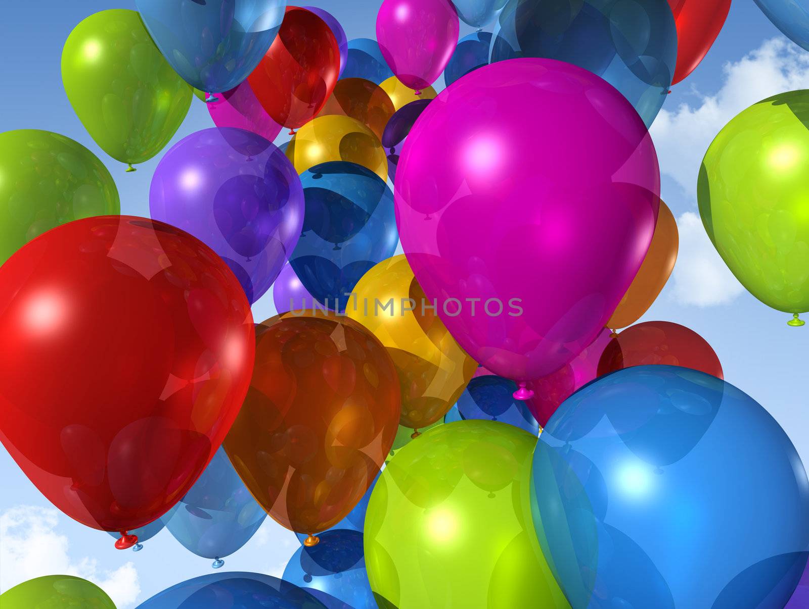 colored balloons on a blue sky by daboost