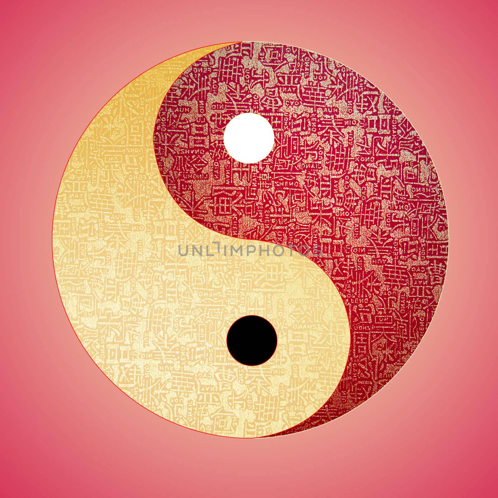 Yin-Yang symbol with chinese letter, The sign of the two elements.