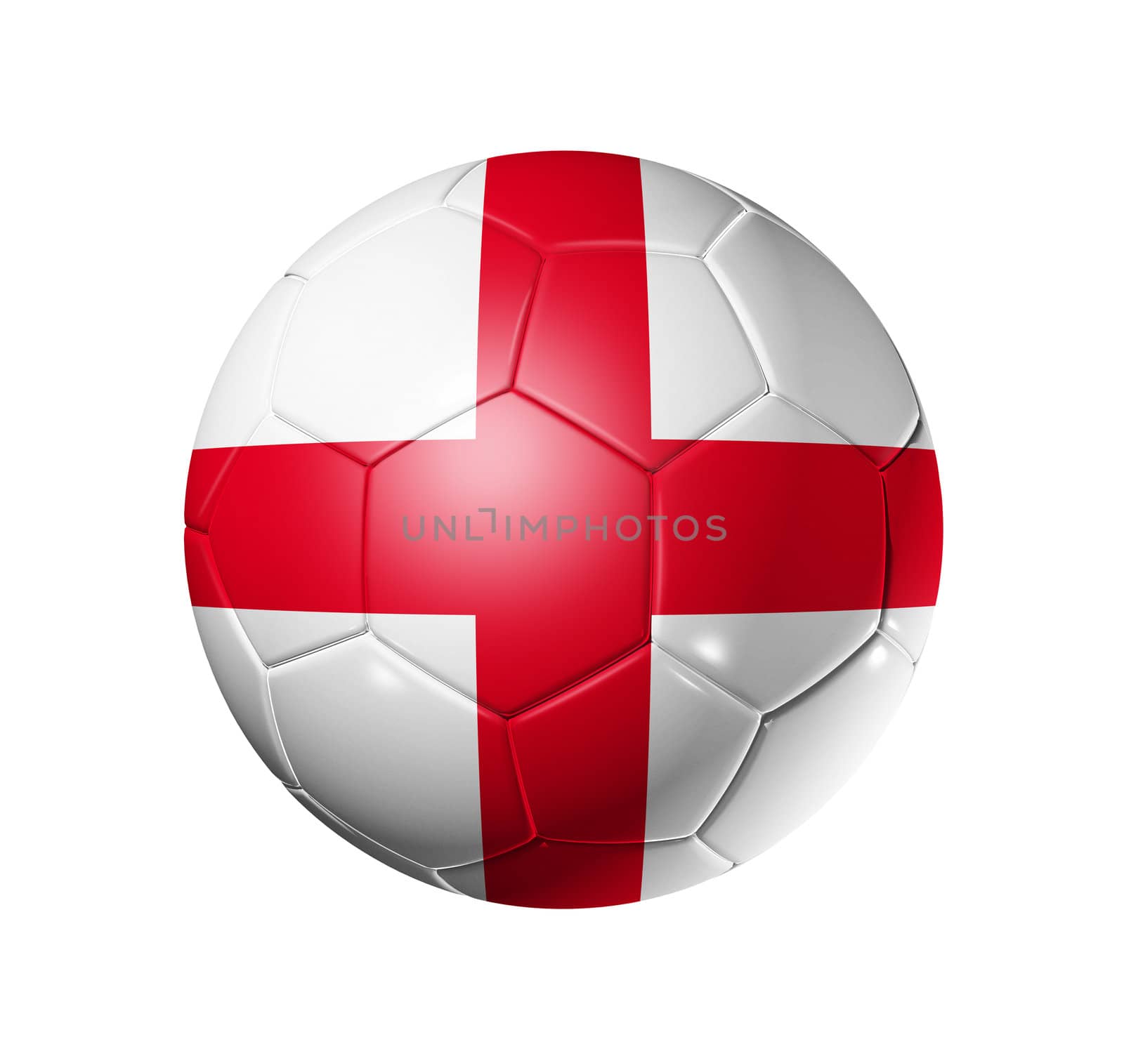 3D soccer ball with England team flag, world football cup 2010. isolated on white with clipping path